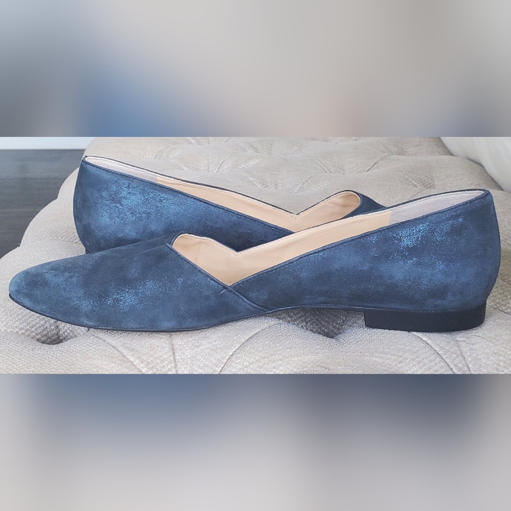 PAUL GREEN BLUE SUEDE LEATHER FLATS 7.5=US 10 EXCELLENT CONDITION
